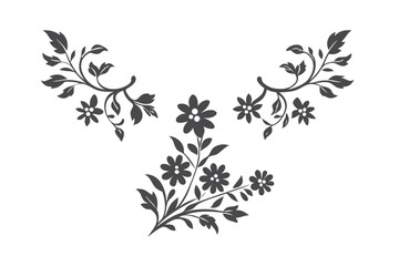Decorative Floral Pattern with Leaves on White Background Design