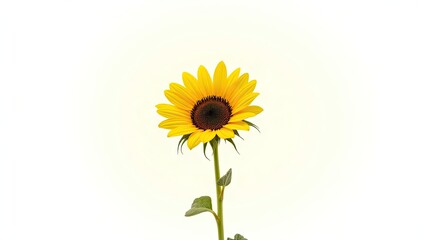 Obraz premium Single sunflower against a plain background.