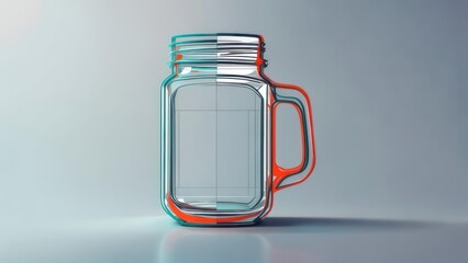 Schematic Glass Jar with Split Red and Cyan Chromatic Effect