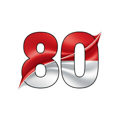 80 red and white flags at the Indonesian Independence Day celebration