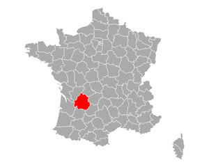 Karte von Dordogne in Frankreich