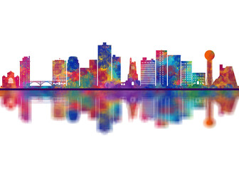 Fototapeta premium Knoxville Tennessee Skyline. Cityscape Skyscraper Buildings Landscape City Downtown Abstract Landmarks Travel Art