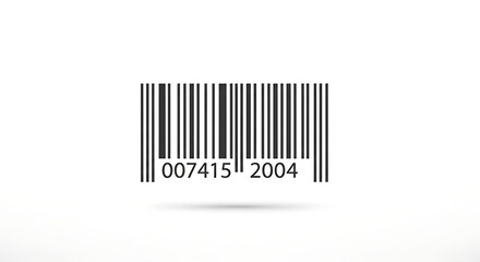A barcode with black lines and the numbers zero zero seven four one five two thousand four on a white background ai generated