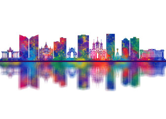 Obraz premium Krasnodar Russia Skyline. Cityscape Skyscraper Buildings Landscape City Downtown Abstract Landmarks Travel Art