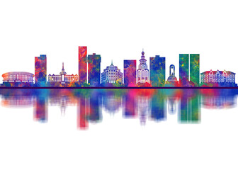 Fototapeta premium Kryvyi Rih Ukraine Skyline. Cityscape Skyscraper Buildings Landscape City Downtown Abstract Landmarks Travel Art