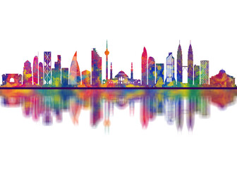 Obraz premium Kuala Lumpur Malaysia Skyline. Cityscape Skyscraper Buildings Landscape City Downtown Abstract Landmarks Travel Art