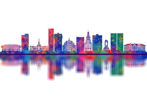 Kryvyi Rih Ukraine Skyline. Cityscape Skyscraper Buildings Landscape City Downtown Abstract Landmarks Travel Art