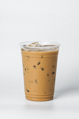 coffee drink in clear  cup on White Background