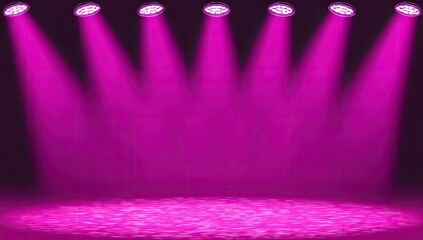Stage lit by multiple magenta spotlights