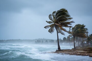 natural disaster landscape during hurricane for insurance campaign or news

