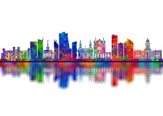 Fototapeta premium Leeds England Skyline. Cityscape Skyscraper Buildings Landscape City Downtown Abstract Landmarks Travel Art