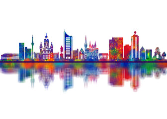 Obraz premium Leipzig Germany Skyline. Cityscape Skyscraper Buildings Landscape City Downtown Abstract Landmarks Travel Art