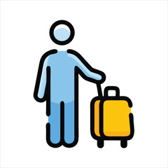 person with a Suitcase Outline Vector Icon on White Background