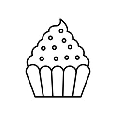 Cupcake Dessert Line Icon: Sweet Food and Bakery Treat