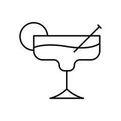 Glass of Water Line Icon: Drink and Beverage Container