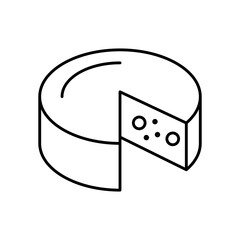 Gouda Cheese Line Icon: Dairy Food and Cooking Ingredient