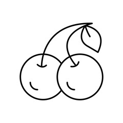 Cherries Fruit Line Icon: Fresh Berries and Sweet Produce