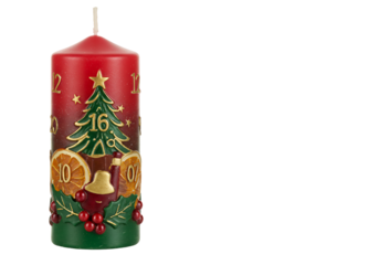Festive Christmas Advent Candle with Holiday Decorations and Numbers