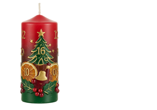 Festive Christmas Advent Candle with Holiday Decorations and Numbers
