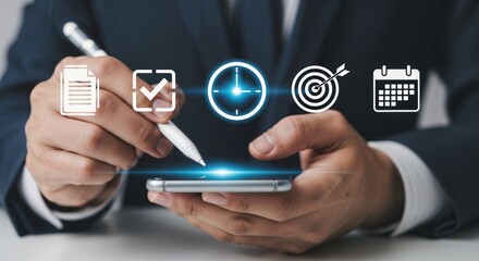 Smartphone Productivity Interface — Task Management, Scheduling, and Goal Tracking in Business Context
