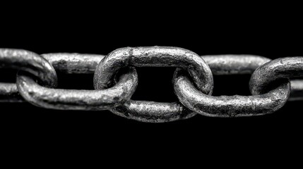 Obraz premium Glossy Monochrome Heavy Chain: Close-up Concept of Anchored Boundaries