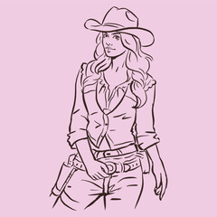 a girl in cowboy costume vector for illustration card decoration