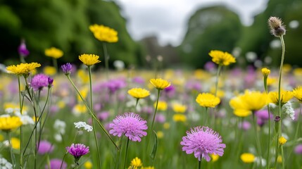 Fototapeta premium Vibrant wildflowers in a meadow.