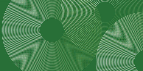 Abstract modern bright green gradient background with glowing neon circle lines element and halftone dots decoration. Trendy simple texture creative design concept