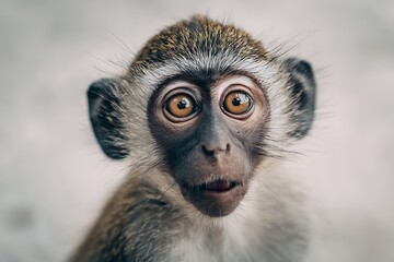 Closeup of a shocked little monkey face  
