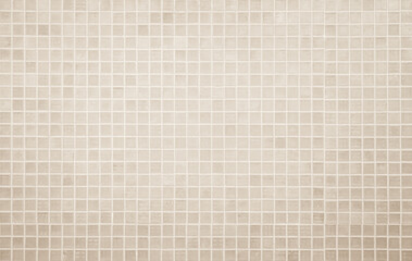 Cream light ceramic wall and floor tiles mosaic background in bathroom and kitchen. Design pattern geometric with grid wallpaper texture decoration pool. Simple seamless abstract surface clean.
