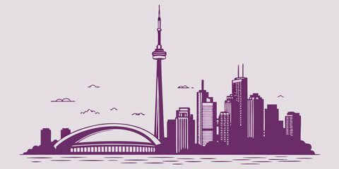 Obraz premium Vector Silhouette of Toronto Skyline and Famous Architecture