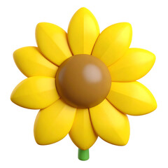 3D Render of a Bright Yellow Sunflower Isolated on Black Background