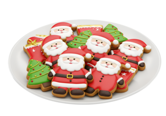Festive Christmas Cookies Platter Featuring Santa Claus and Christmas Tree Designs