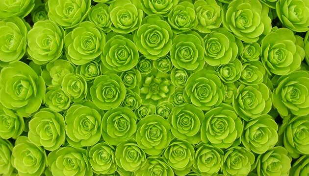 A vibrant, symmetrical arrangement of lime-green rosette succulents