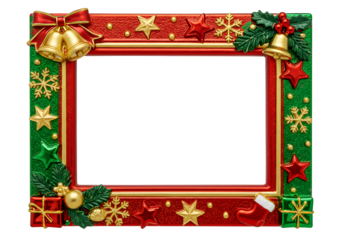Festive Christmas Frame decorated with bells holly and snowflakes for holiday celebration