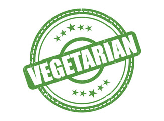 Vegetarian Rubber Stamp Seal with a Star Border