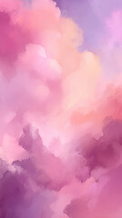 Soft pastel clouds blending pink and purple hues in a serene sky during sunset