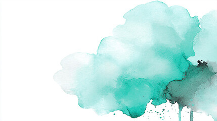 Soft turquoise watercolor cloud blending into white background, creating a serene atmosphere