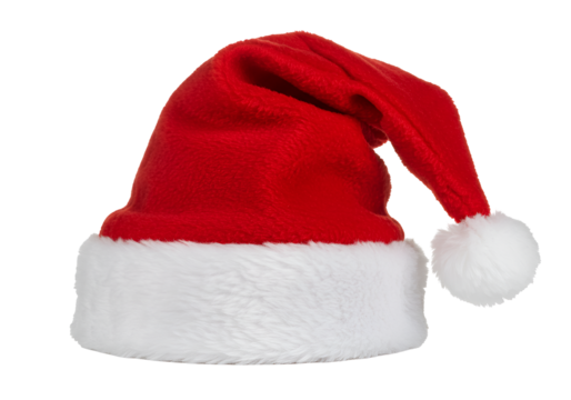 Festive Santa hat with a plush white trim and a playful pom-pom on the tip for holiday cheer