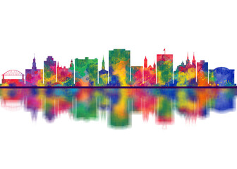 Obraz premium Macon Georgia Skyline. Cityscape Skyscraper Buildings Landscape City Downtown Abstract Landmarks Travel Art