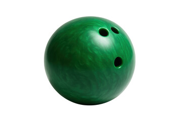 green marble bowling ball with three finger holes isolated on white background, perfect for sports, leisure, and recreational game concepts