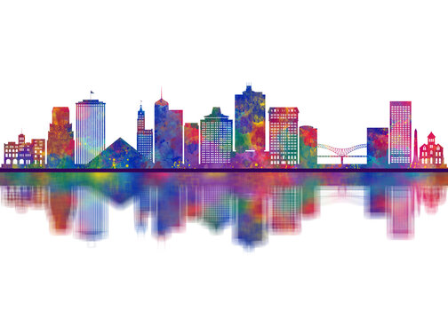 Memphis Tennessee Skyline. Cityscape Skyscraper Buildings Landscape City Downtown Abstract Landmarks Travel Art