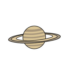 Saturn vector illustration with iconic rings in flat cartoon style, representing gas giant planet in solar system