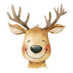 A smiling deer artwork on transparent background