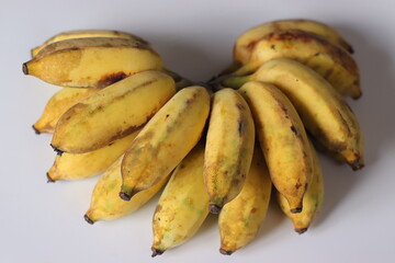 Ripe Chrapoovan bananas also known as Charakannan, a Poovan variety banana from Kerala