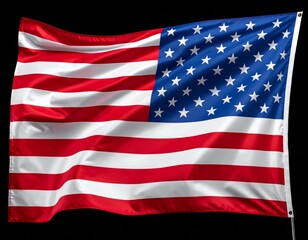 Naklejka premium Waving American Flag on a Black Background