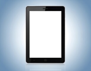 Blank tablet on light blue background
