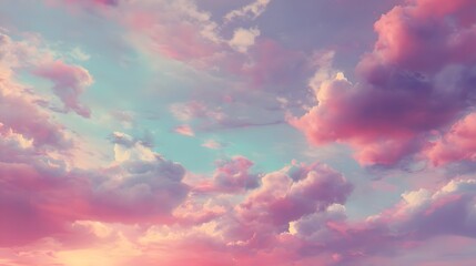 Obraz premium Pastel cloudscape at sunset.