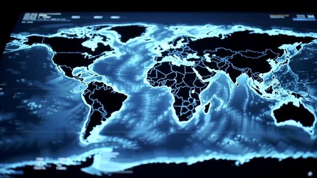 world map with binary code