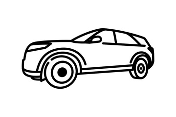Obraz premium suv car line icon vector illustration look from side. isolated on white background.